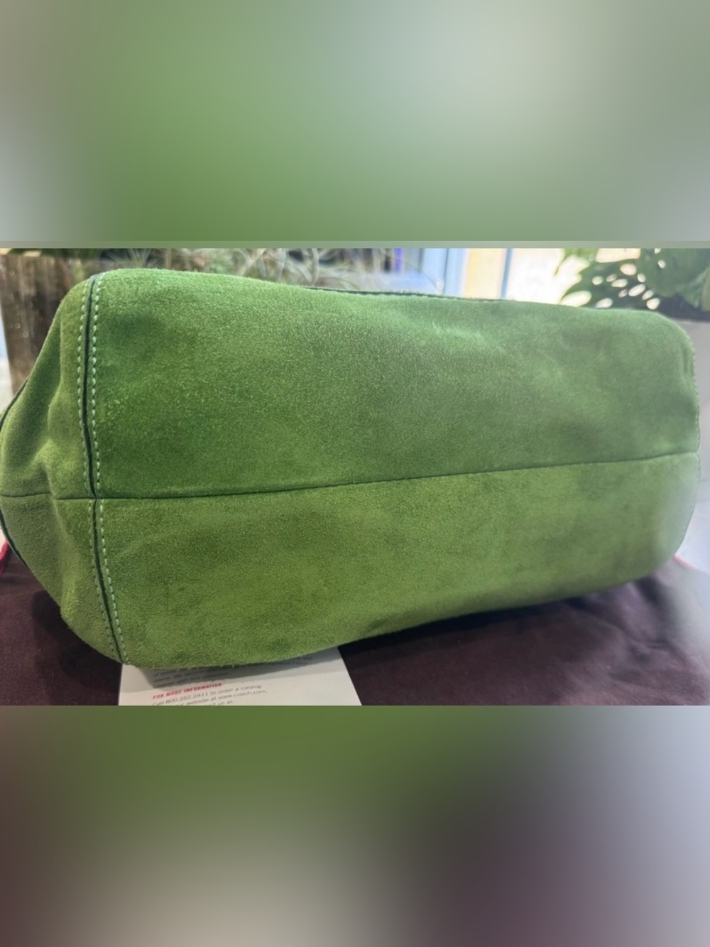 Coach Signature & Suede Green Satchel + 🍉 Coach Watermelon Coin Purse + 💯 Scarf - Picture 6 of 12